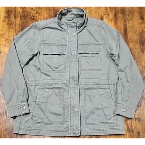 Gap Women's Medium Army Green Jacket Cinch Waist Pockets Zip-Up Snap